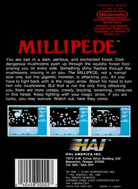 Millipede (USA) box cover back